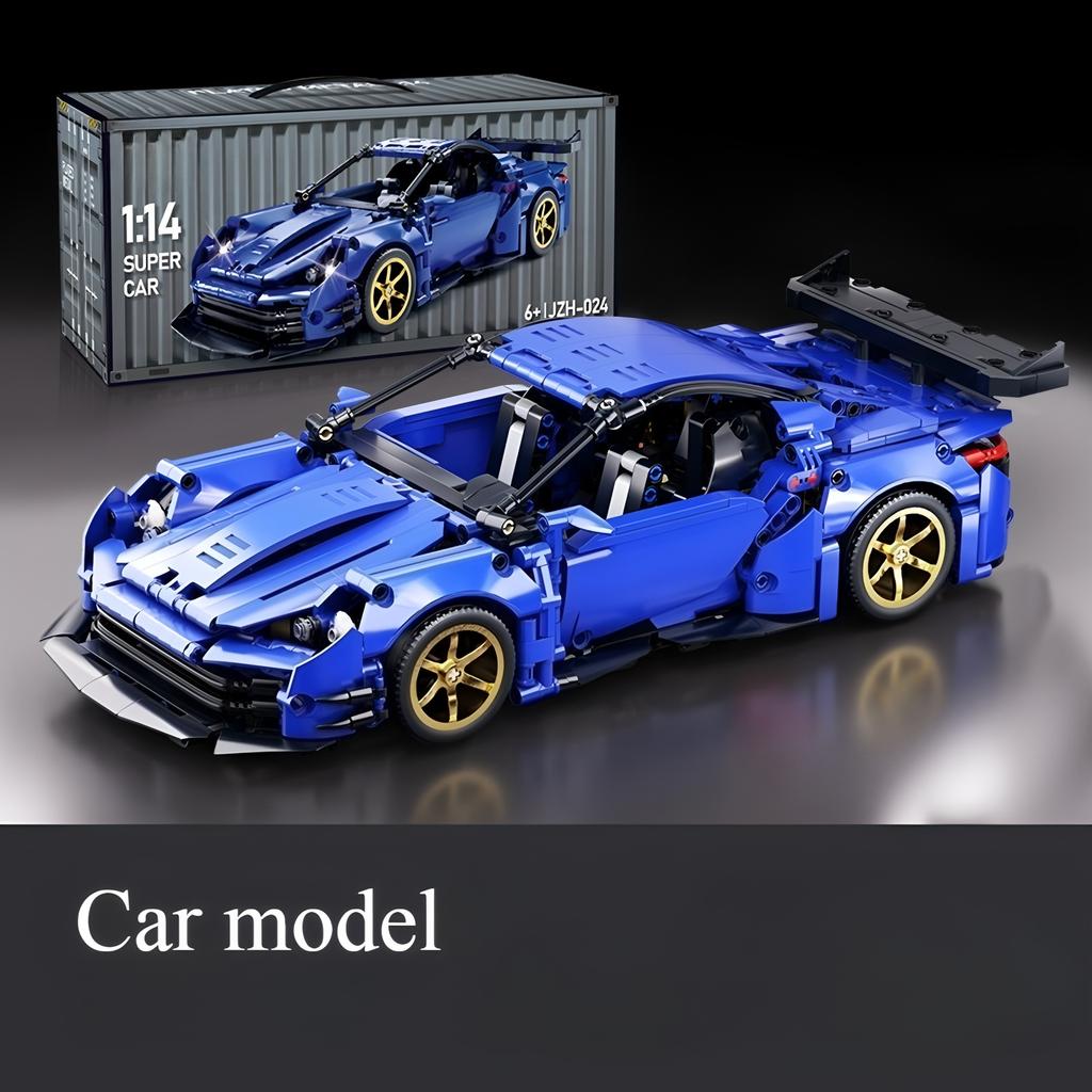 Macchina sportiva con blocchi da costruzione 1:14 Macchina telecomandata giocattolo, giocattolo da costruzione regalo di compleanno, modello auto sportiva, regalo fai-da-te per bambini