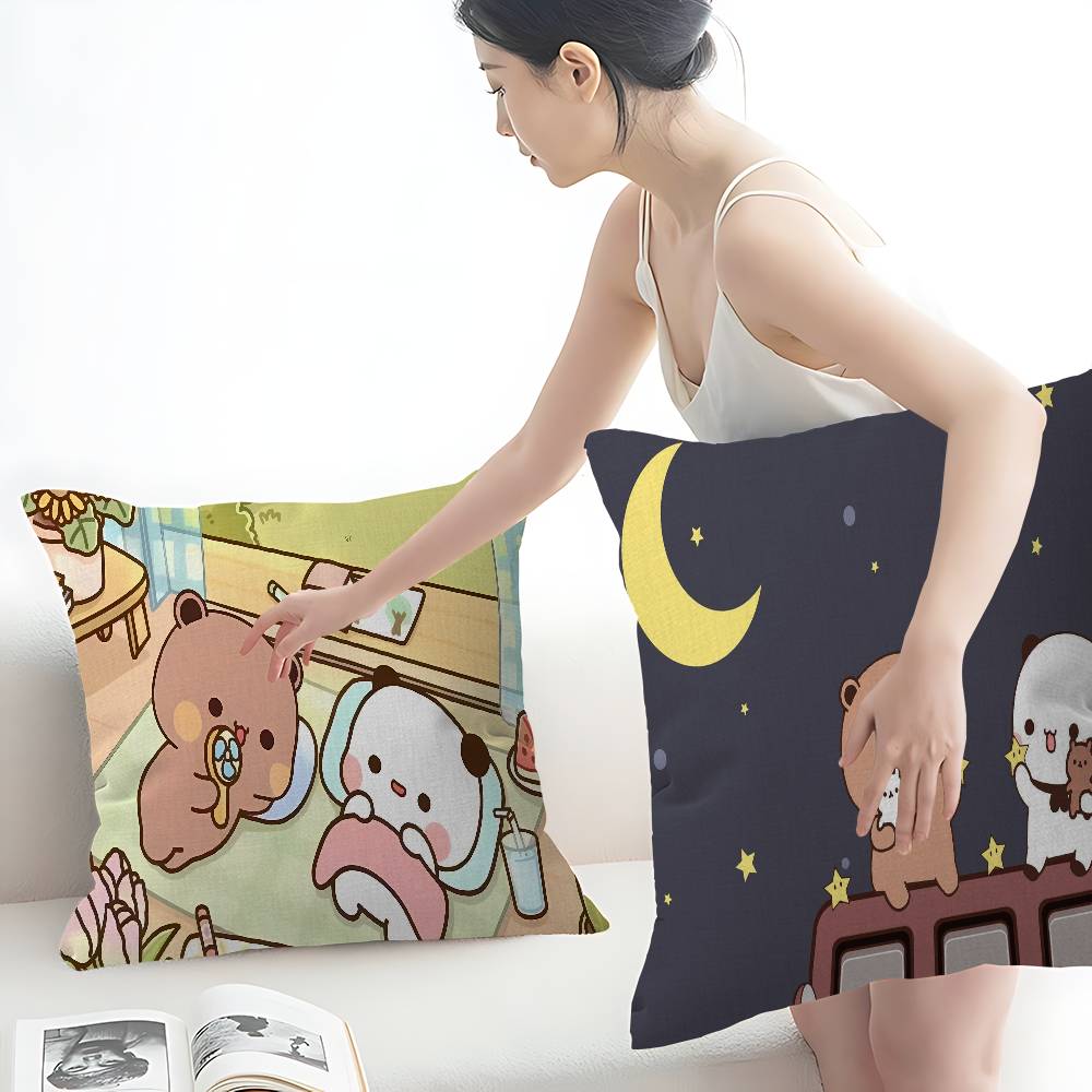 Süßer Cartoon Bubududu Panda Kissenbezug Zoll Bauernhaus Dekor Heim Überwurf Kissenbezüge für Sofadekorationen