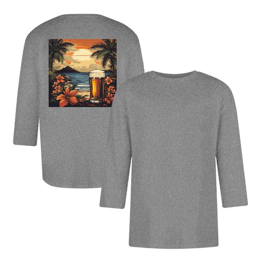 Herren lässiges und modisches bedrucktes Kragen Dreiviertelarm Top T-Shirt