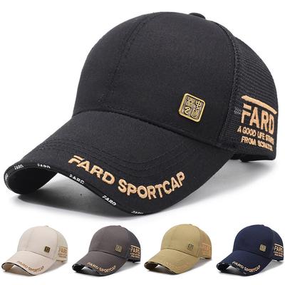 Boné de Rede Bordado com Letras Primavera Verão Boné de Beisebol Masculino Boné Respirável com Aba para Sol