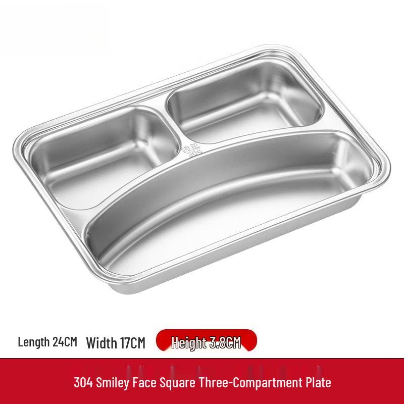 3-Compartment Stainless Steel Lunch Tray with Lid