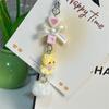 Y2K Cartoon Cat Plush Ball Beaded Mobile Phone Chain Cute Sweet Bow Kitten Phone Lanyard Keychain For Girls Camera Pendant