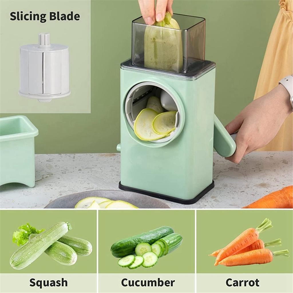 2026 New New Rotary Vegatble Grater Manual Mandoline Slicer with 3 Drum Blades Kitchen Vegetable Slicer Grater Cutter