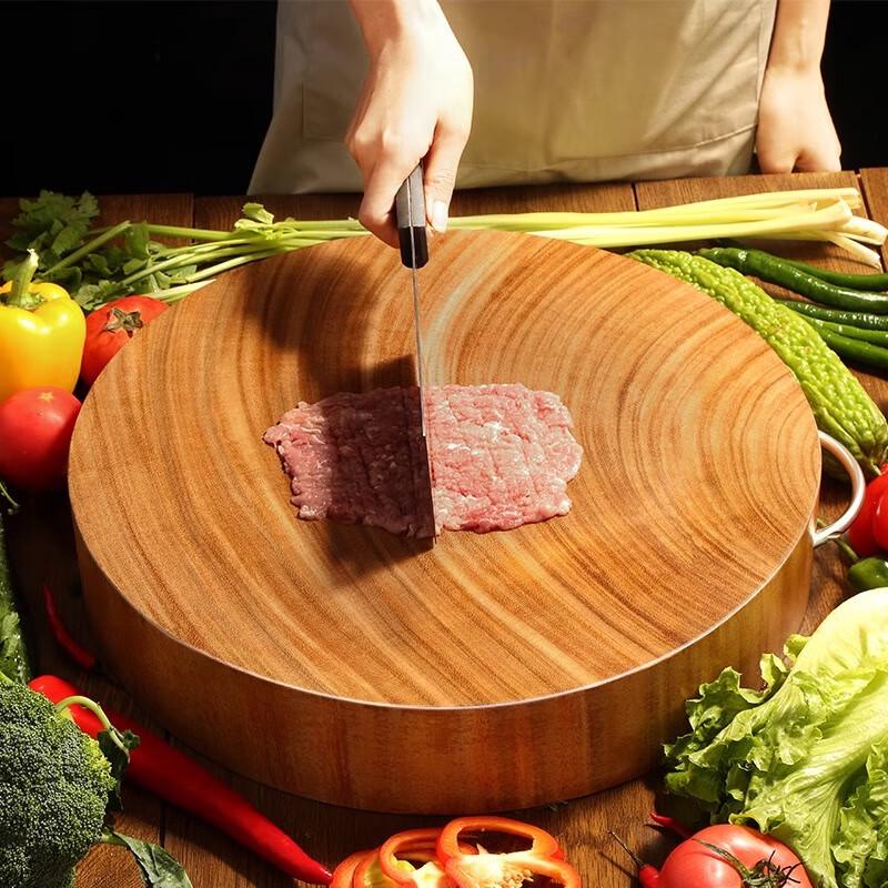 Lijia Ironwood Round Chopping Board with U-shaped Handle