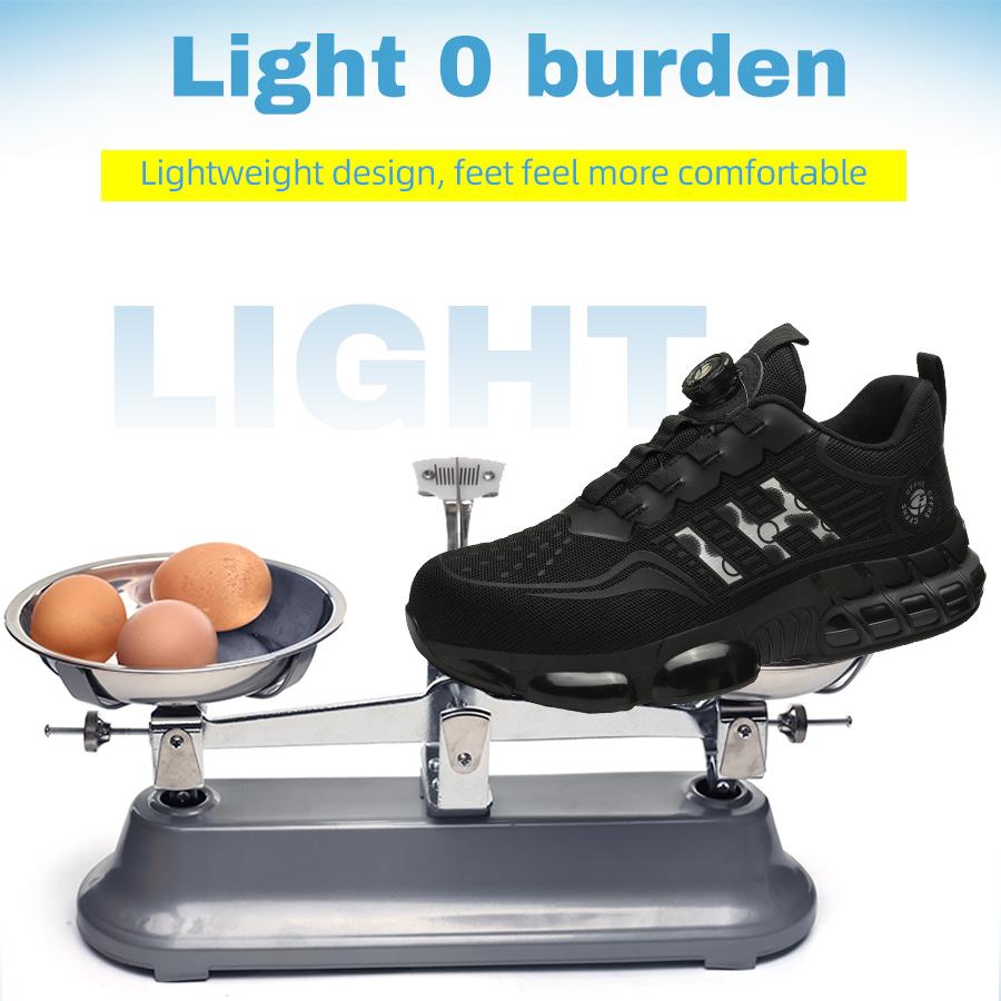 Neue Arbeitssneaker mit drehbarem Knopf Sicherheitsschuhe Herren Stahlkappenschuhe Arbeitsschutzstiefel Herren Unzerstörbare Schuhe Durchstichfest