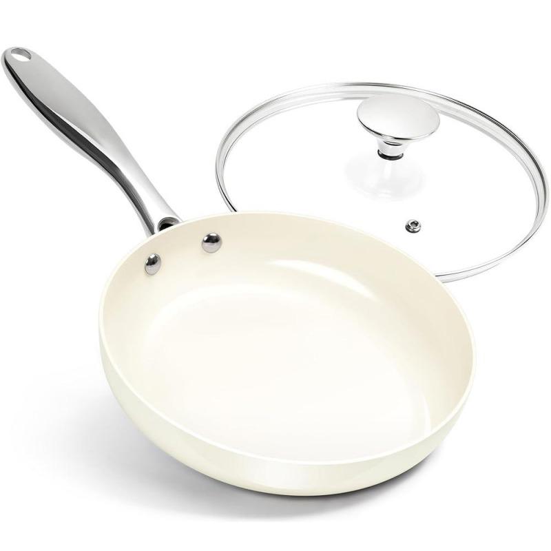 

Сковороды с антипригарным покрытием 8/10/12 дюймов, керамическая сковорода для приготовления пищи, нетоксичная, сковороды с антипригарным покрытием и не нагревающейся ручкой 10inch белый