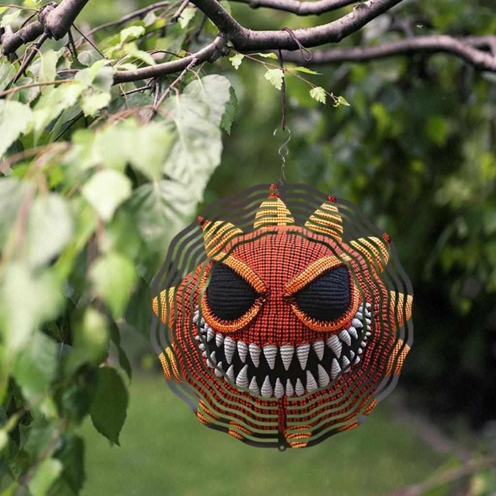 Orange Black Wind Chime Outdoor Garden Decor No Electricity Needed Wall Hanging 3D Woven Wind Bell for Yard Patio Home Gift Halloween Thanksgiving