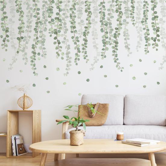 Pflanzenblatt Ast Haus Wandaufkleber Wohnzimmer TV-Hintergrund Aufkleber DIY Dekoration