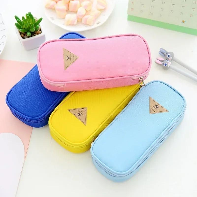 New 1PC Pencil Case Canvas Box Stationery School Supplies Large Capacity Pen Bag Cute Pencil Pouch
