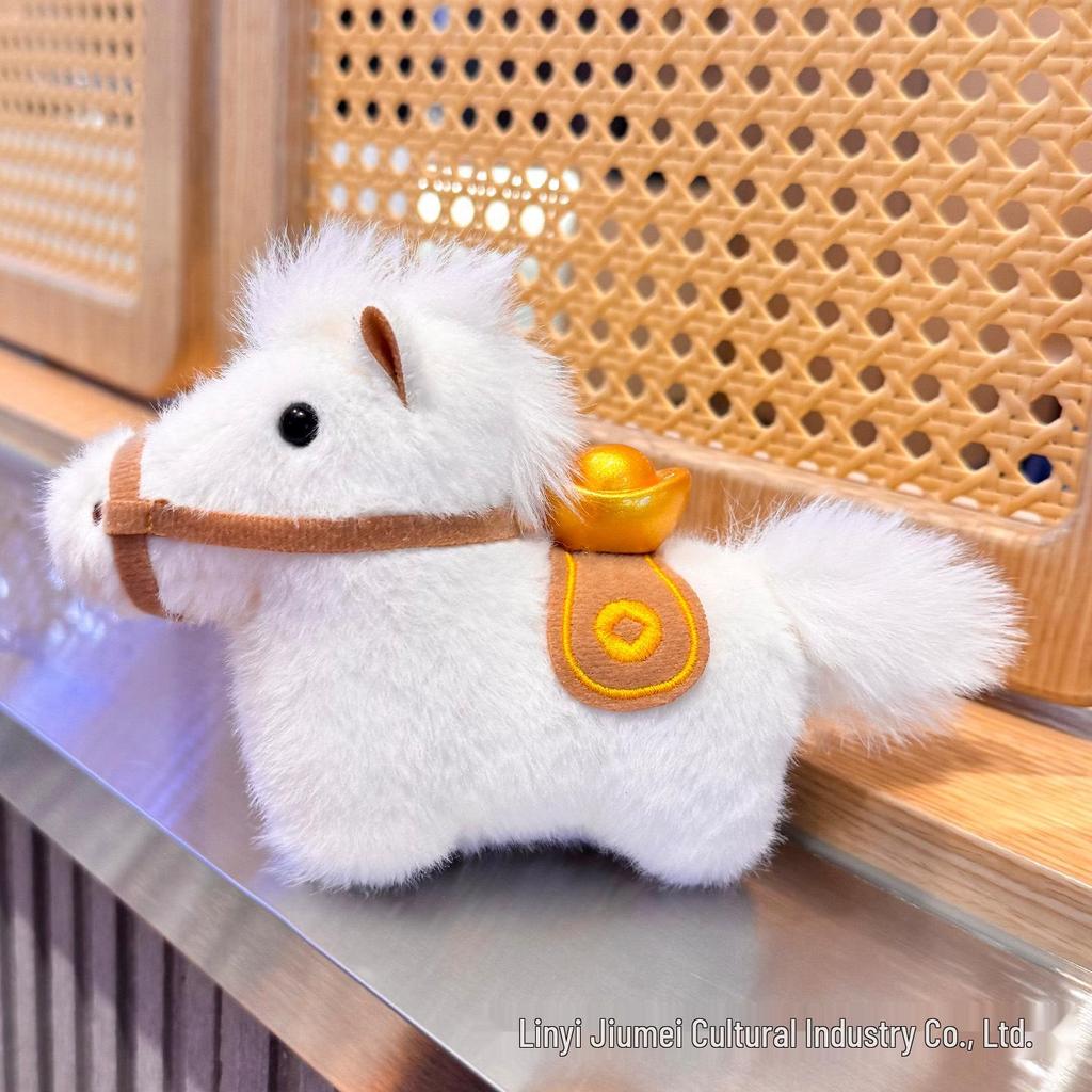 Carefully Crafted Year of the Horse Zodiac Plush Doll with Ingot Pendant.