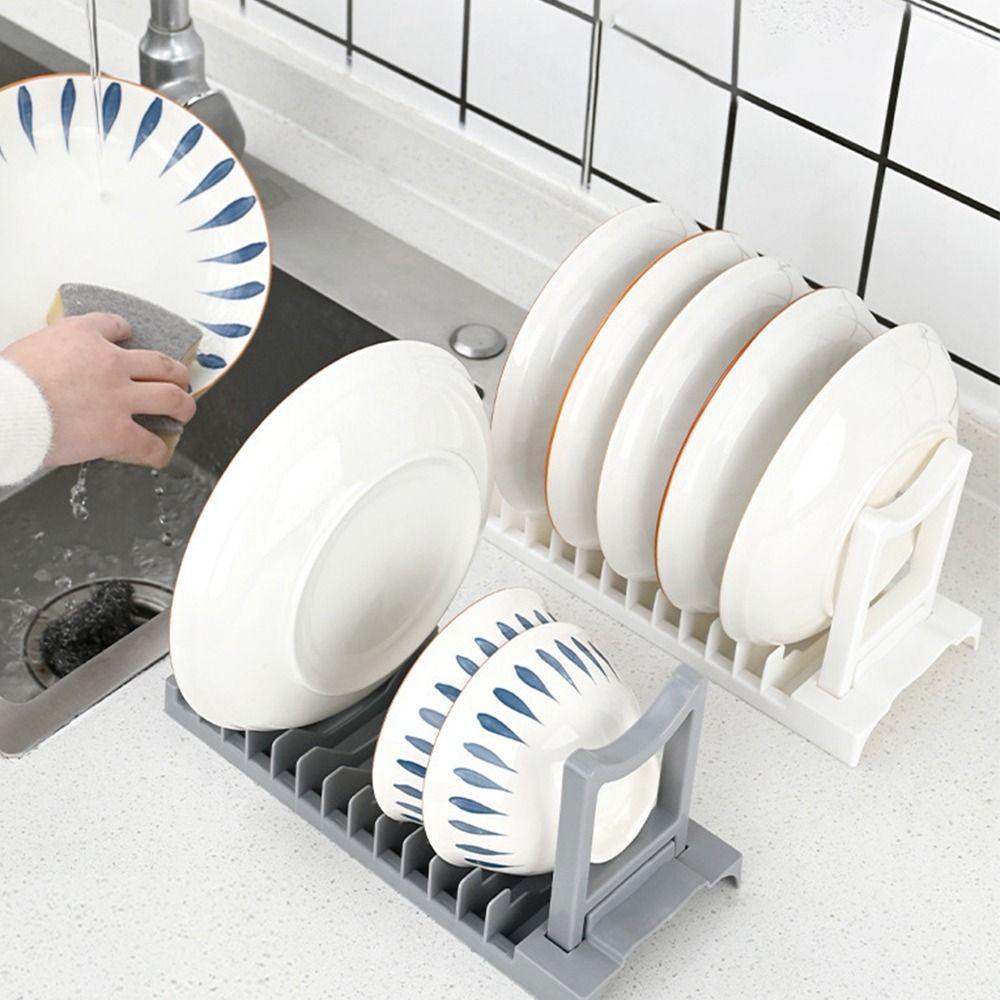 Grey White Bowl and Plate Drain Storage Rack Plastic Dish Drying Rack  Kitchen Supplies