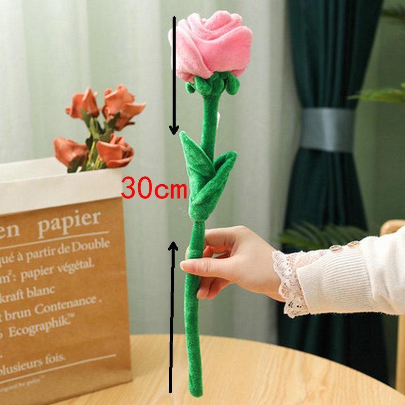 1pcs Cartoon Rose Flower Stuffed Soft Plush Toy Creative Curtain Buckle Home Decoration Christmas Valentine's Day Gift For Girl