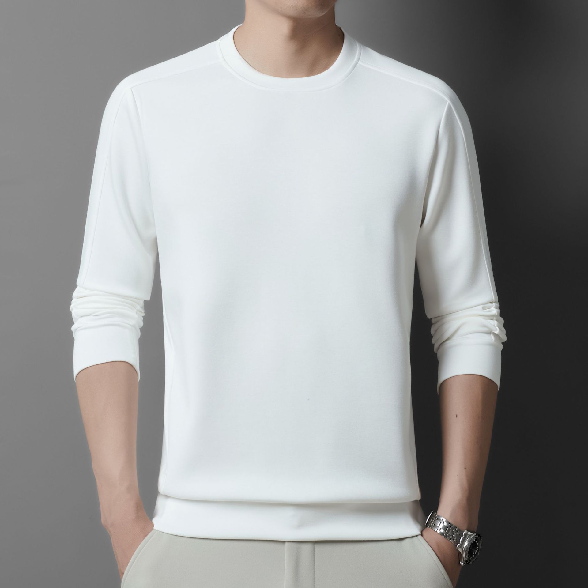 Autumn Crew Neck Long Sleeve T-Shirt Loose Fit Hoodie Top M