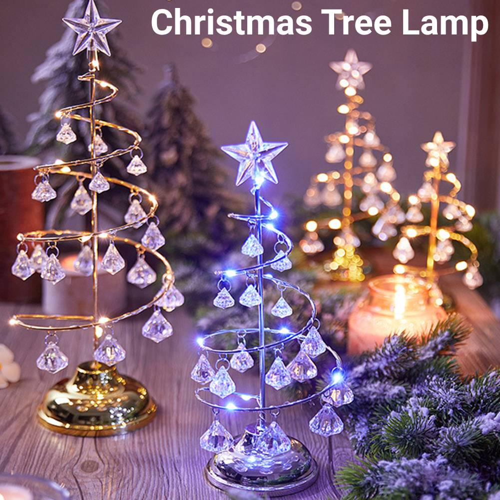 Christmas Crystal Christmas Tree Lights Battery Operated LED Lights Table Top Artificial Mini Crystal Christmas Tree Decoration