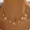 Strandvakantie Stijl Ketting Zeester Schelp Hanger Ketting, Dames Modetrend Vakantiefeest Accessoires Cadeau