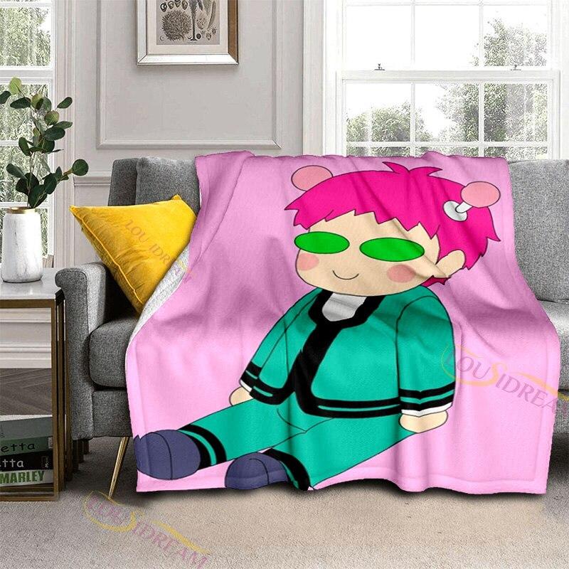 Anime Kusuo Saiki Peeker Customized Blanket Plush Flannel Decoration Bed Home Throw Sofa Blankets Unisex Children Boys Gifts