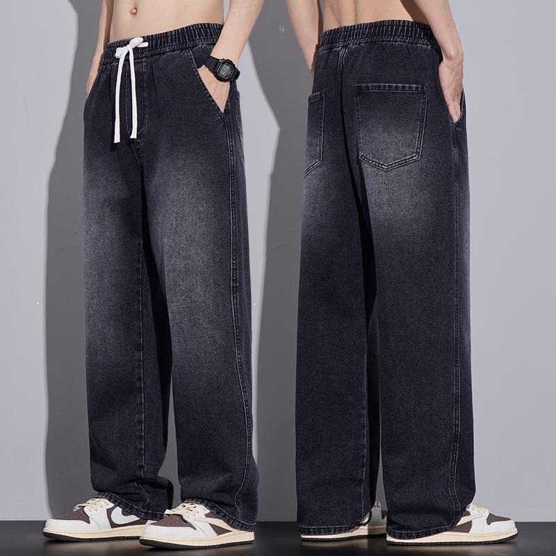 Herrenbekleidung Weite Hosen Baggy Jeans Streetwear Gerade Mode Denim Hosen Y2k Vintage Gewaschen Elastischer Bund Herrenhosen