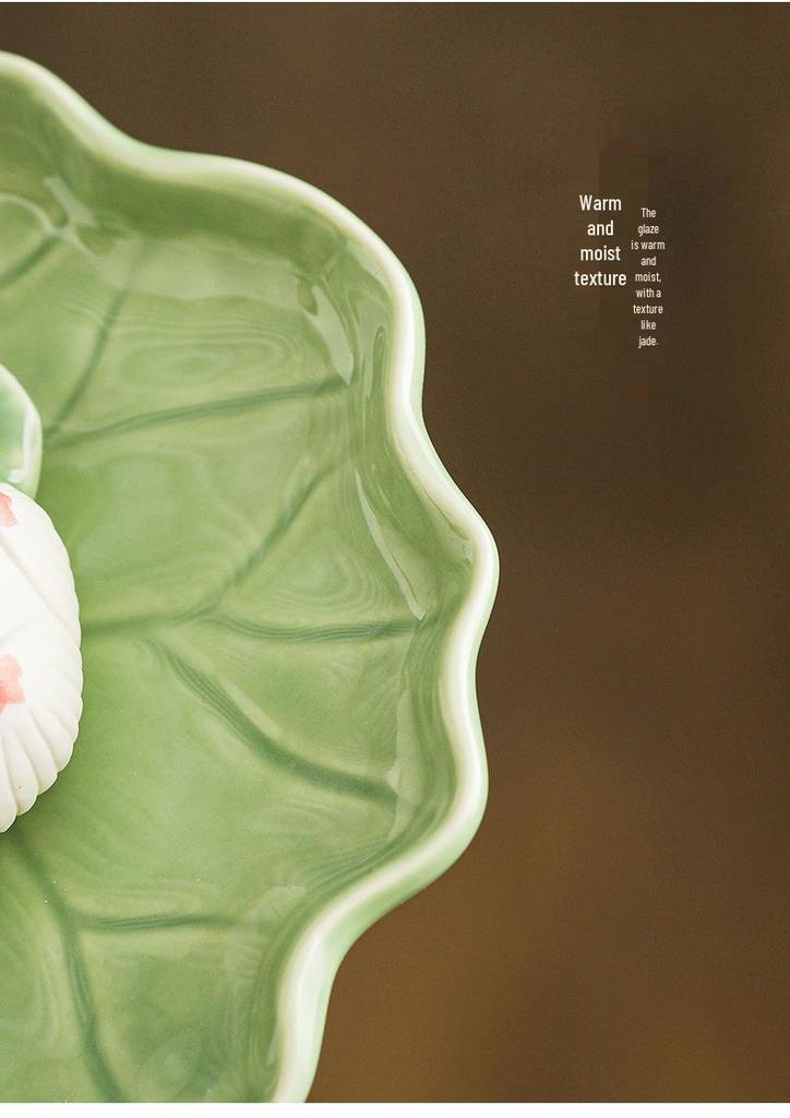 Cross-Border Lotus Ceramic Incense Holder – New Color, Handmade Sandalwood Tea Table Ornament