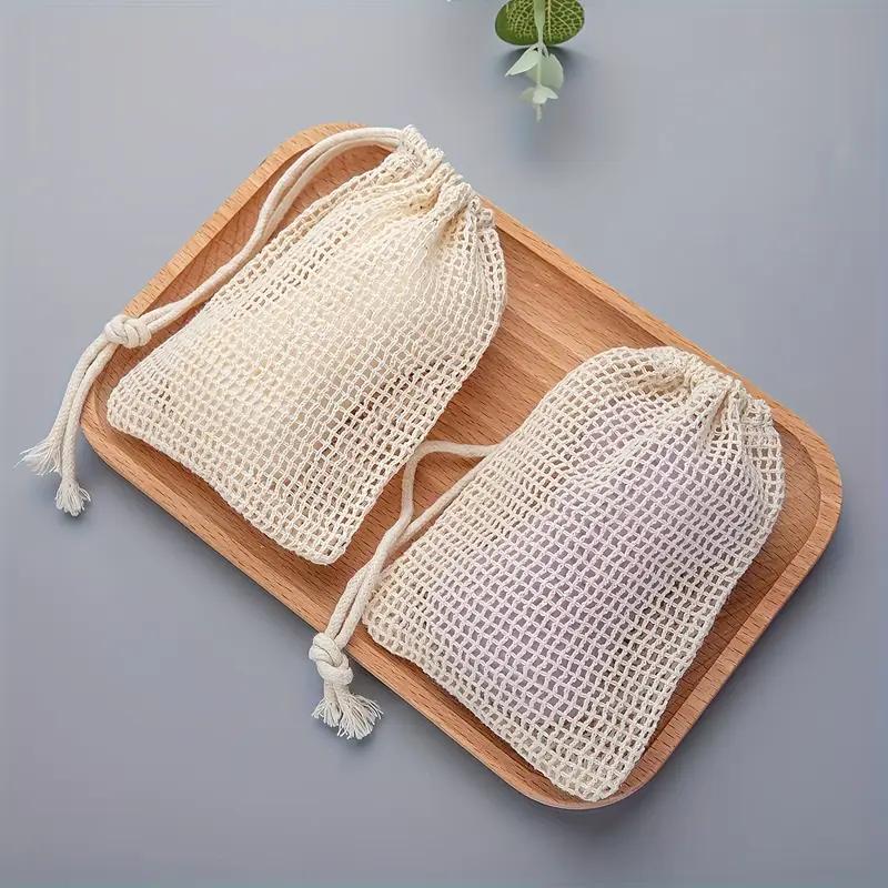1/3/5pcs Natural Cotton Linen Foaming Soap Bag Saver Net Mesh Massage Exfoliator Pouch Bathing Bubble Maker Cleaning Tool