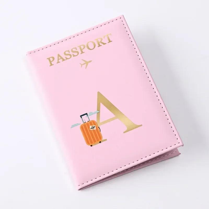 Husă pentru pașaport din piele imprimată cu litere Bărbați Femei Suport pentru pașaport Clip pentru bilet de avion Huse pentru pașapoarte Suport pentru identitate Suport card de credit