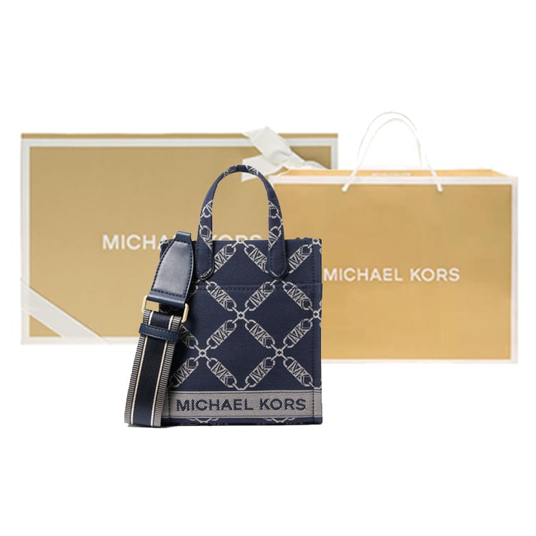 MICHAEL KORS Gigi Fabric+Artificial Leather Tote Bag, Shopping Bag, Crossbody Bag, Clutch Mini Women's Marine Blue 32F3G3GC0J-407