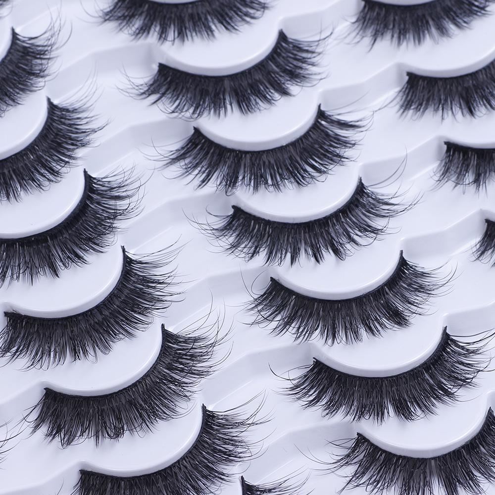 20 Pairs Dense Cross-Style False Eyelashes with Hard Stem - Large Capacity, Free Shipping