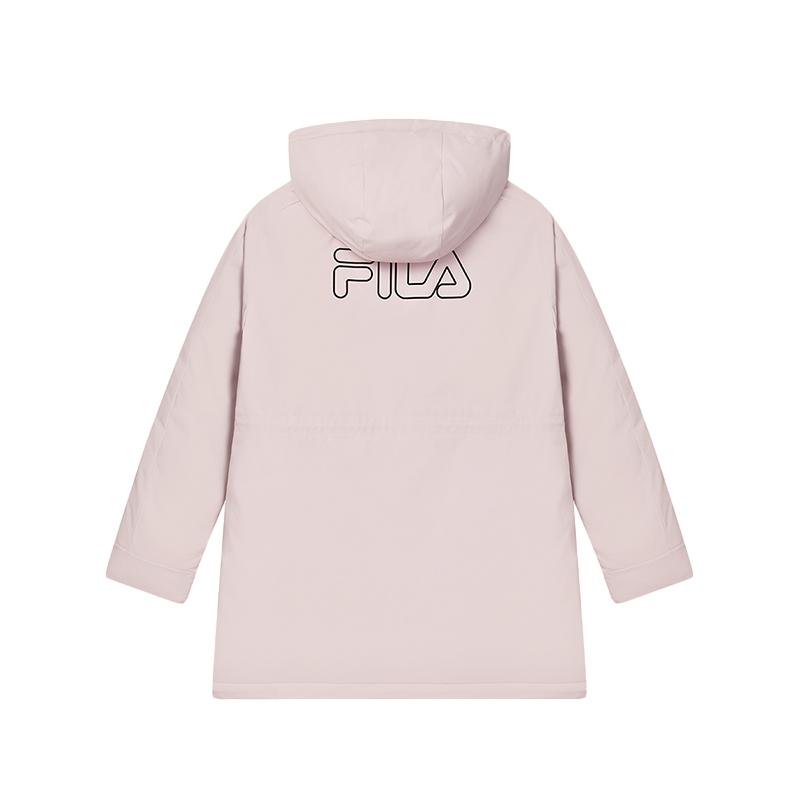 Fila Original Warm Fashion Long Hooded Parka Down Jacket Women Outerwear Smoky-Purple Lotus-Pink F11W449911FPK