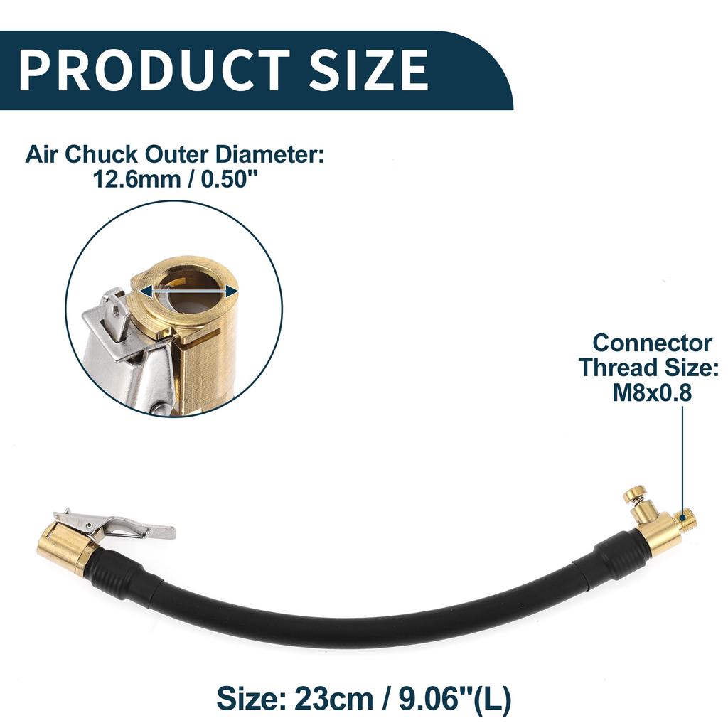 TUCKBOLD Autoreifen-Füllschlauch-Verlängerung 0,305"x32TPI Langlebiger Luftpumpen-Verlängerungsschlauch-Adapter Reifen