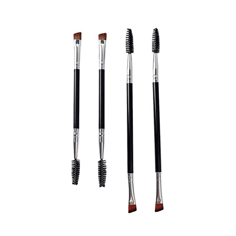 Dual-Ended Eyebrow & Eyeshadow Brush Set: Angled, Concealer, Spiral, Eye Makeup Tools.