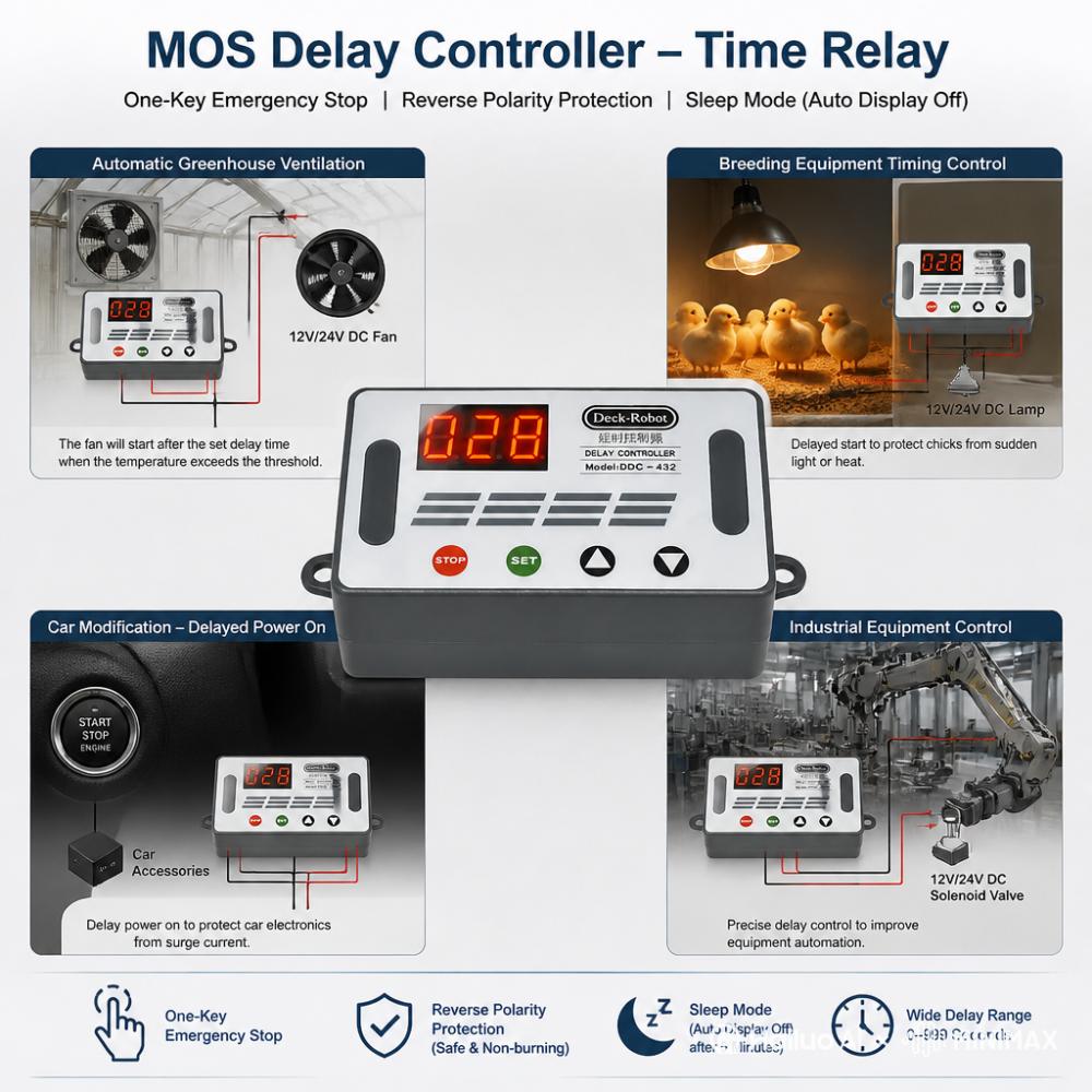DC 1V-11V Dual MOS Time Delay Relay High Level Trigger LED Digital Display Cycle Time Timer Delay Switch Circuit 11V 11V 1-999