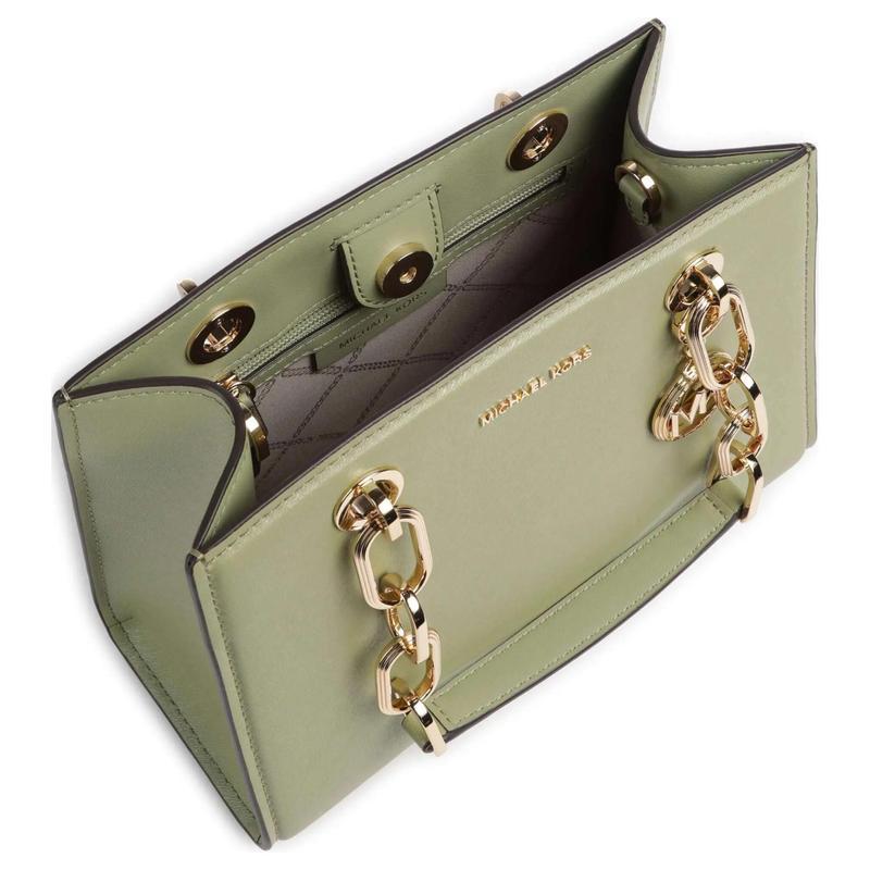 MICHAEL KORS Logo magnetic buckle closure, grained cowhide, one-shoulder crossbody handbag, women's green