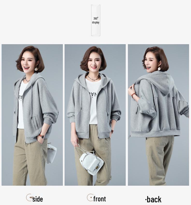 Women's Plus Size Casual Cardigan Hoodie - Spring/Autumn 2024 Fashionable and Elegant Style