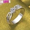 925 Sterling Silver Round AAA Zircon Letter V Ring Jewelry
