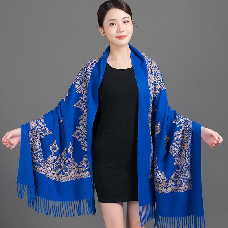 Winter New Arrival Shawl Women Cashmere Scarves Embroider Flower Tassel Shawl Long Soft Warm Wraps Thick Blanket Scarf Bufanda