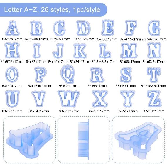 BENECREAT Alphabet Cookie Cutters 2.5 Inch Small Plastic Fondant Cutters Resin Mold Blue Letter Shape Cookie Cutters for DIY Biscuit Baking Cake Tool
