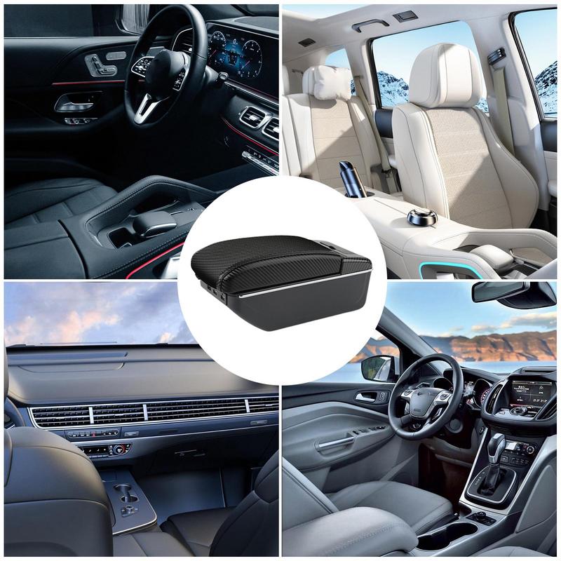 Armrests Storage Box For Car SUV Double-Layer Center Console Organizer Box Storage Box With 7 USB Ports And Cup Holder Car
