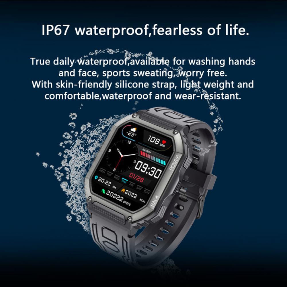 KR06 Smartwatch: Bluetooth Calls, Music, Heart Rate & Blood Pressure Monitoring, Outdoor Sports, IP67 Waterproof.