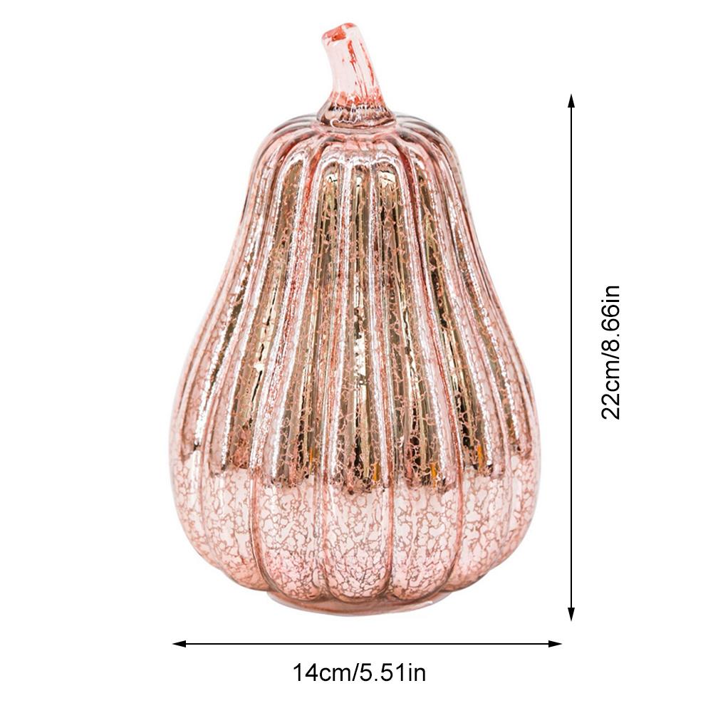 Glass Pumpkin Lanterns Battery Operated Halloween Pumpkin Lights LED Twinkling Lamp W/ Timer Halloween Decorations Desk Ornament