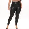 Dames Imitatie Leer Gevouwen Lengte Broek Hoge Stretch En Yoga Broek Sport Hardloopbroek