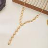 Alloy Pearls Beaded Necklace Y Shaped Pendant Clavicle Chain for Long Time Comfort and Fashion Statement
