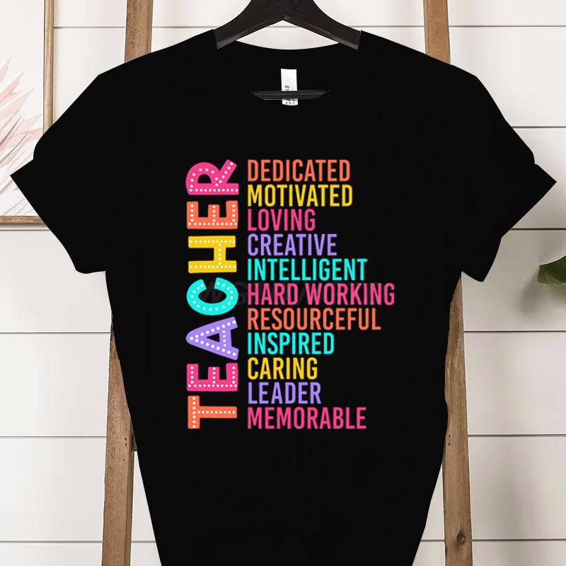 Colorful Teacher Acronym TShirt Teacher Life Print Classic Tops Motivational Tee for Educators Teachers Unisexs Womens Clothing