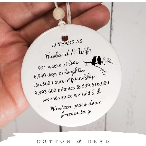 19 Years for Couple,19th Wedding for Wife or Husband, Anniversary Marriage Presents for Her or Him