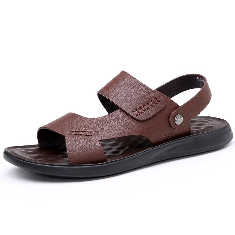 Plus Size 38-48 Men'S Sandals Multifunctional Slides Split Leather Summer Footwear For Man Slippers