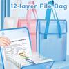 12-layer A4 File Folder Handheld Data Bag Professional Test Paper Storage Folder  for School Office