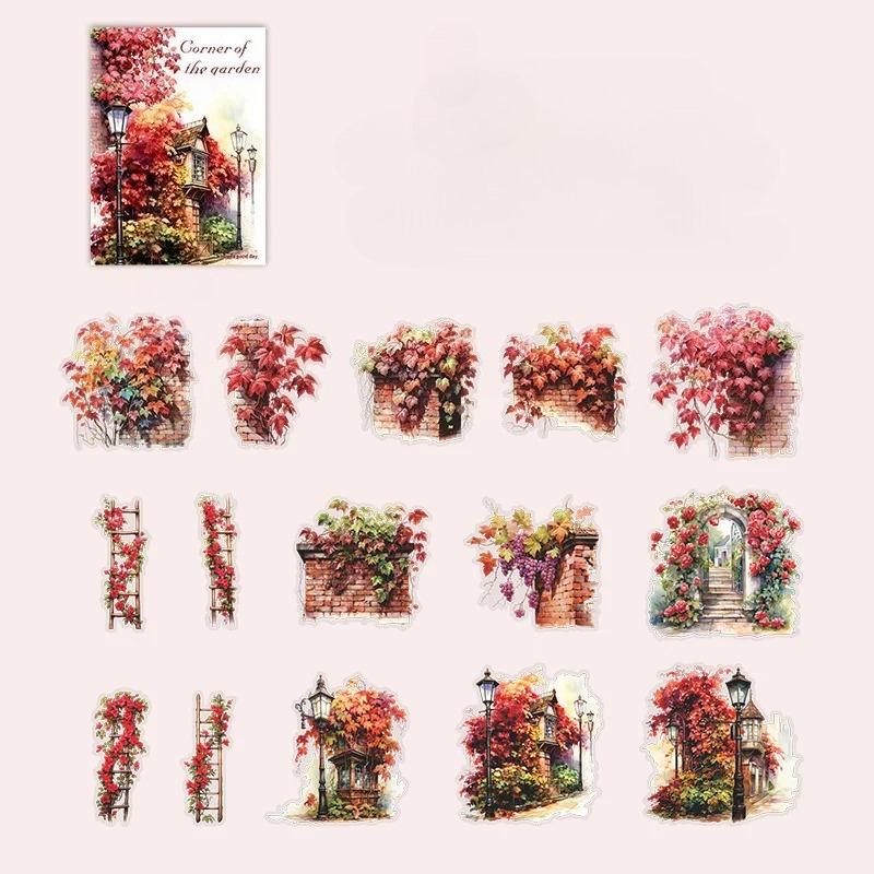 30 Sheet Beautiful Garden Themed Stickers Elegant Garden Scenes for Hand Account Decoration Scrapbook Collage