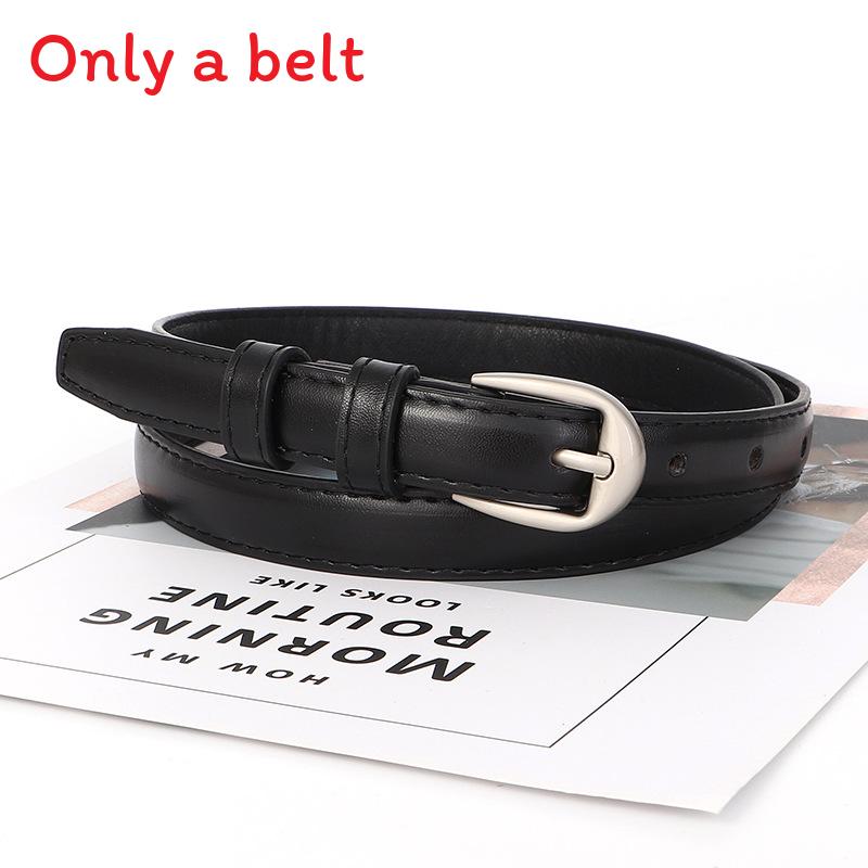 

Trendy Retro Simple Silver Buckle Women Slim Waist Belt Casual Versatile And чорний