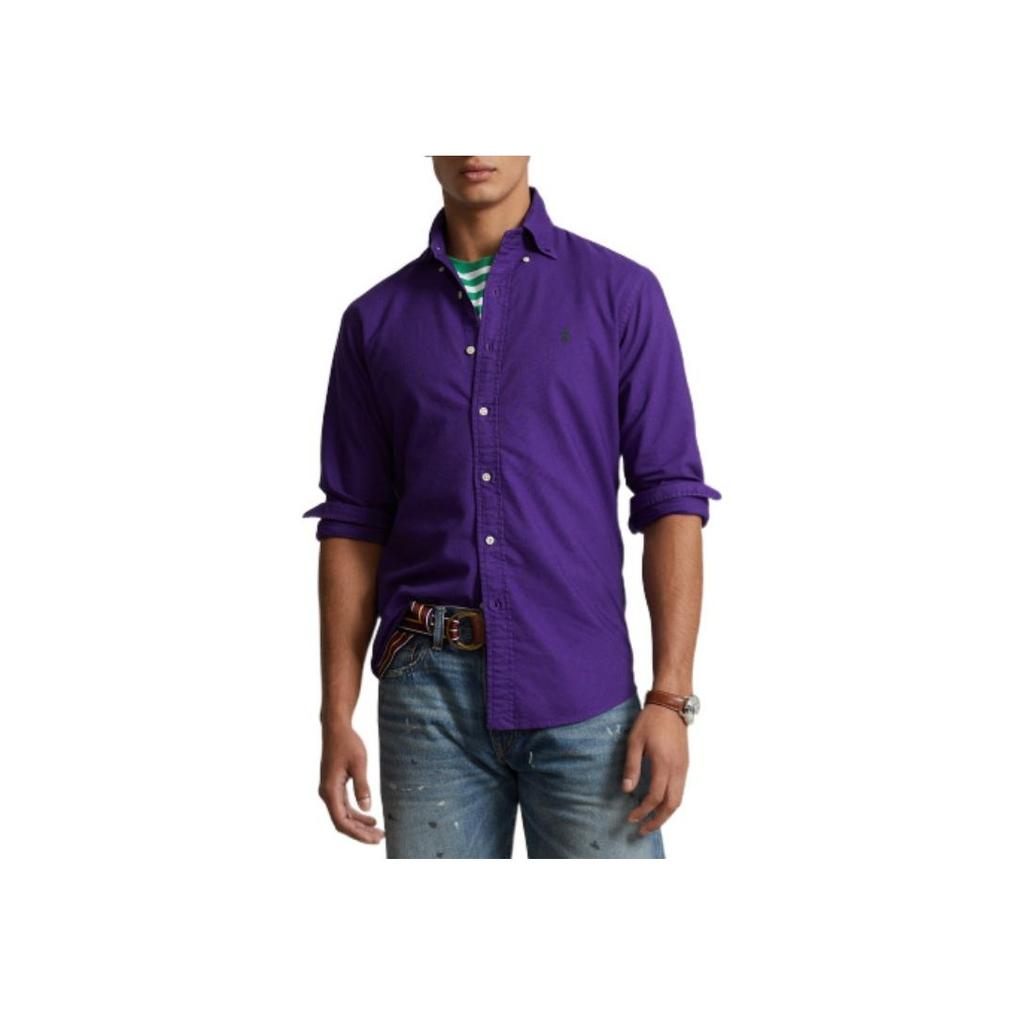 Polo Ralph Lauren SS23 Solid Color Cotton Oxford Long Sleeve Shirt Men Shirts Purple MNPOWOV16822695-500