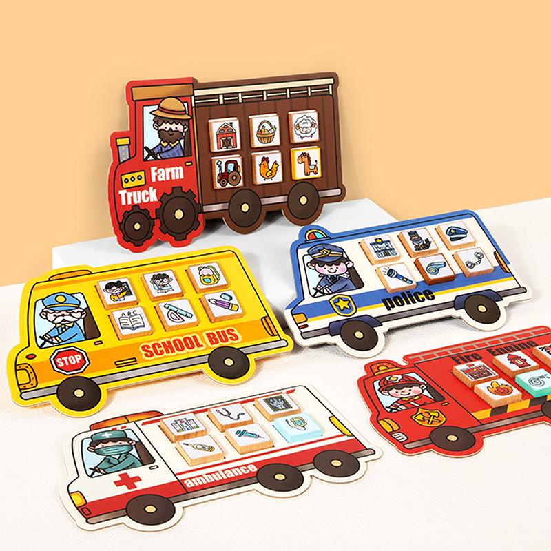 Children'S Early Education Matching Game Five Style Life Scene Matching Fire Engine Matching Educational Toy For Kids