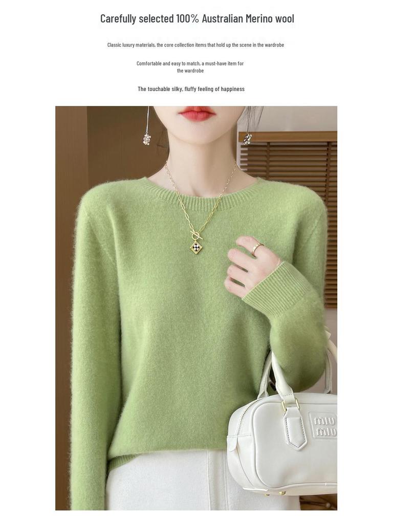 Weicher & Kuscheliger Damenpullover aus Reiner Wolle - Lockere Passform, Langärmlig, Rundhals-Strick für Herbst/Winter.