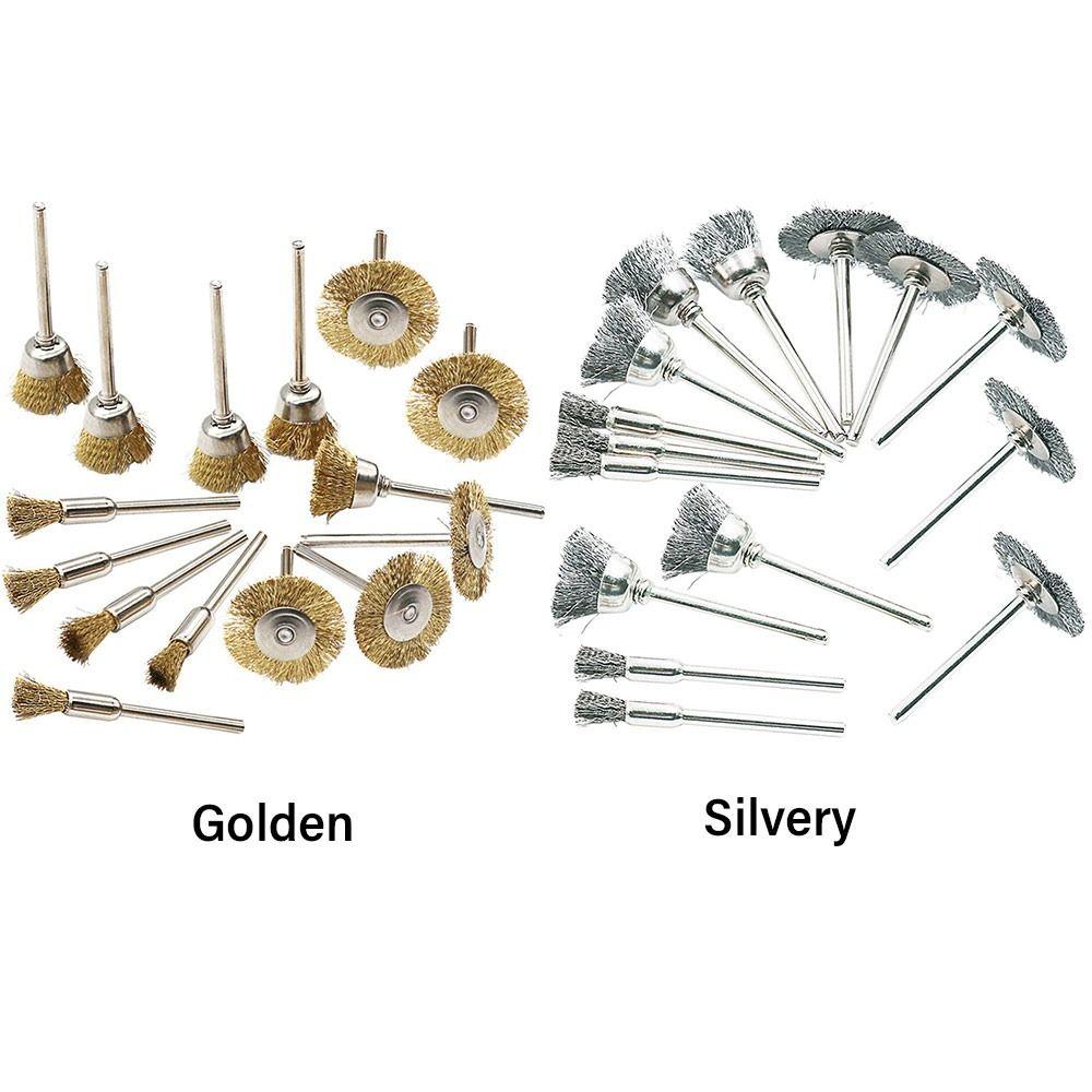 15Pcs/set Mini Grinding Accessories Wire Wheel Brushes T-shaped Brush Grinder Rotary Polishing Tools